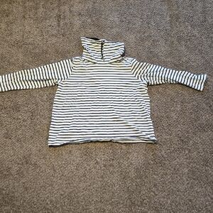 Susan Graver Women's Striped Cowl Neck Sweater - Black and White